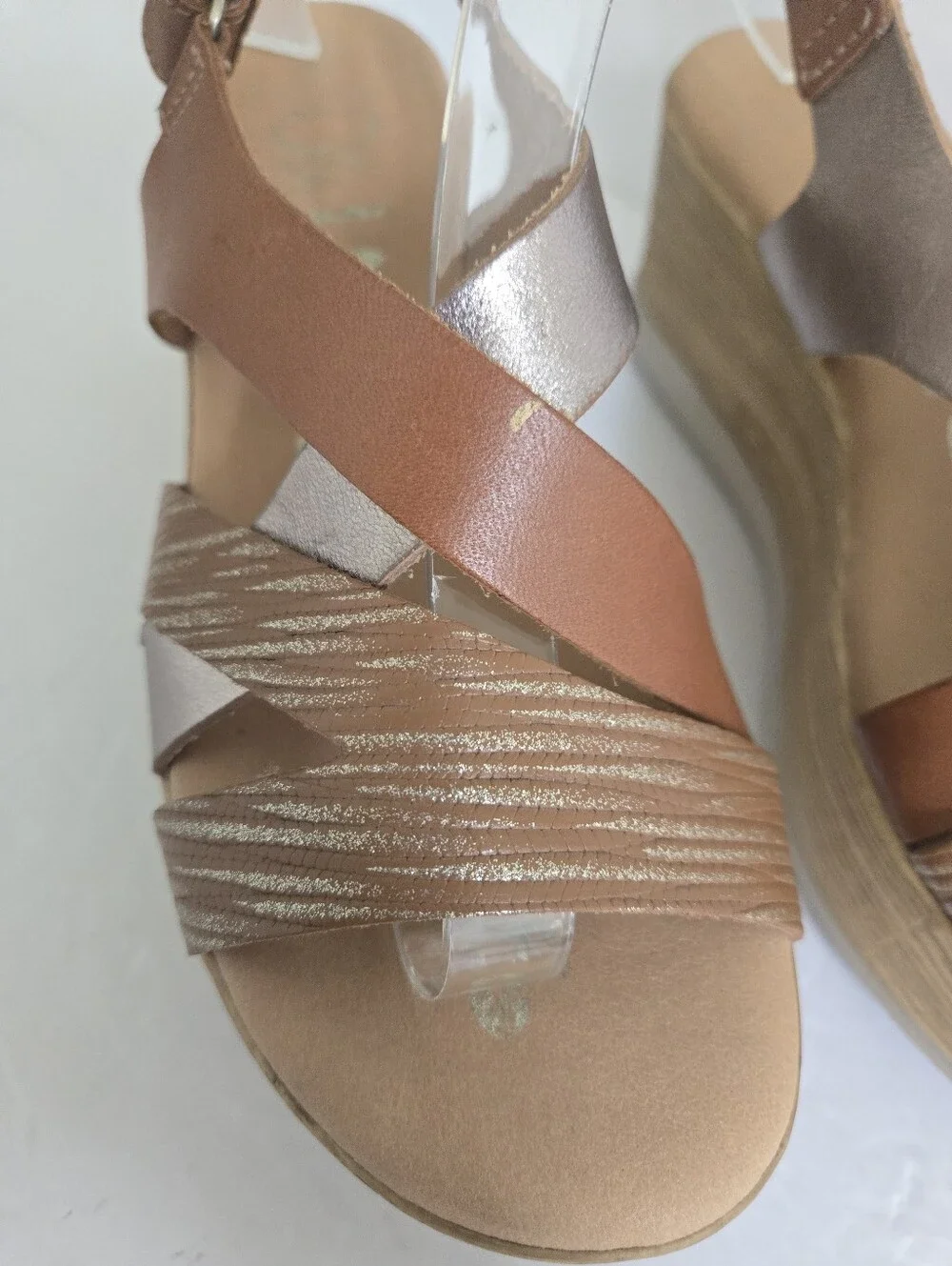 Light Brown Leather Strappy Platform Sandals Size 36